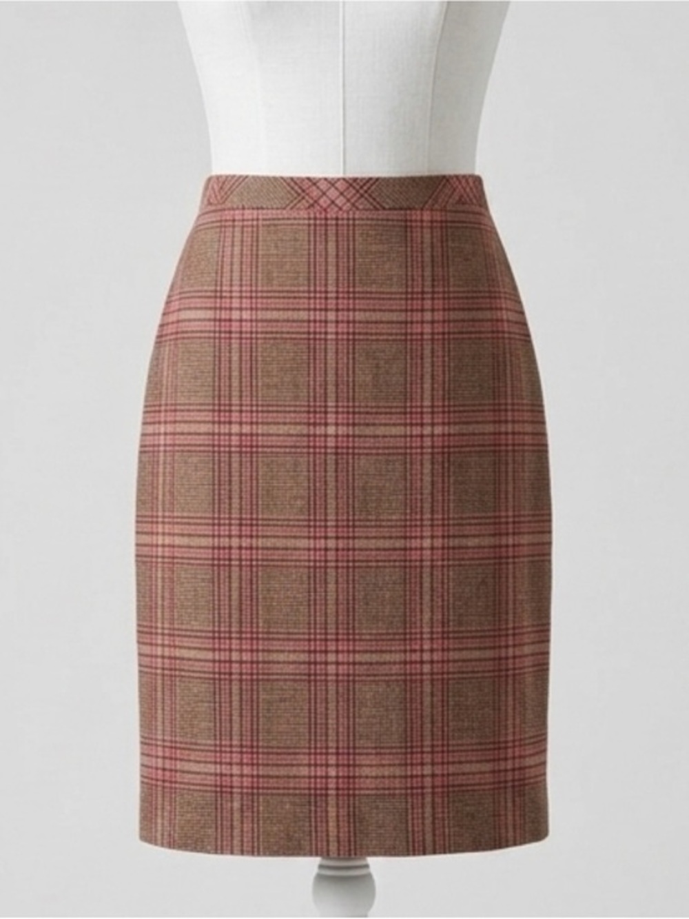 Talbots Wool Blend Glen Plaid Pencil Skirt Size 10 Classic Preppy Academia